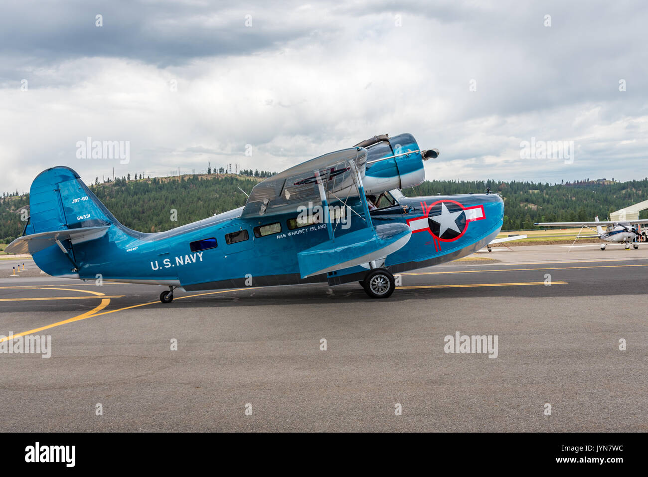 Grumman G21 Goose at Felts Field airshow. Spokane, Washington Stock