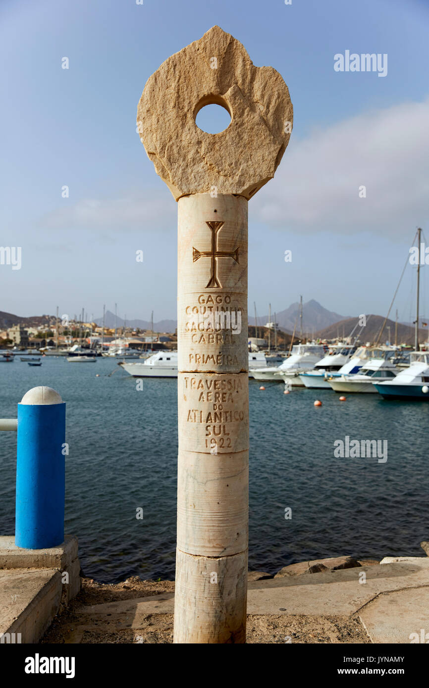 Primeira Travessia Aerea do Atlantico Sul Monument, Mindelo, Sao Vicente, Cape Verde (Cabo Verde), Africa Stock Photo