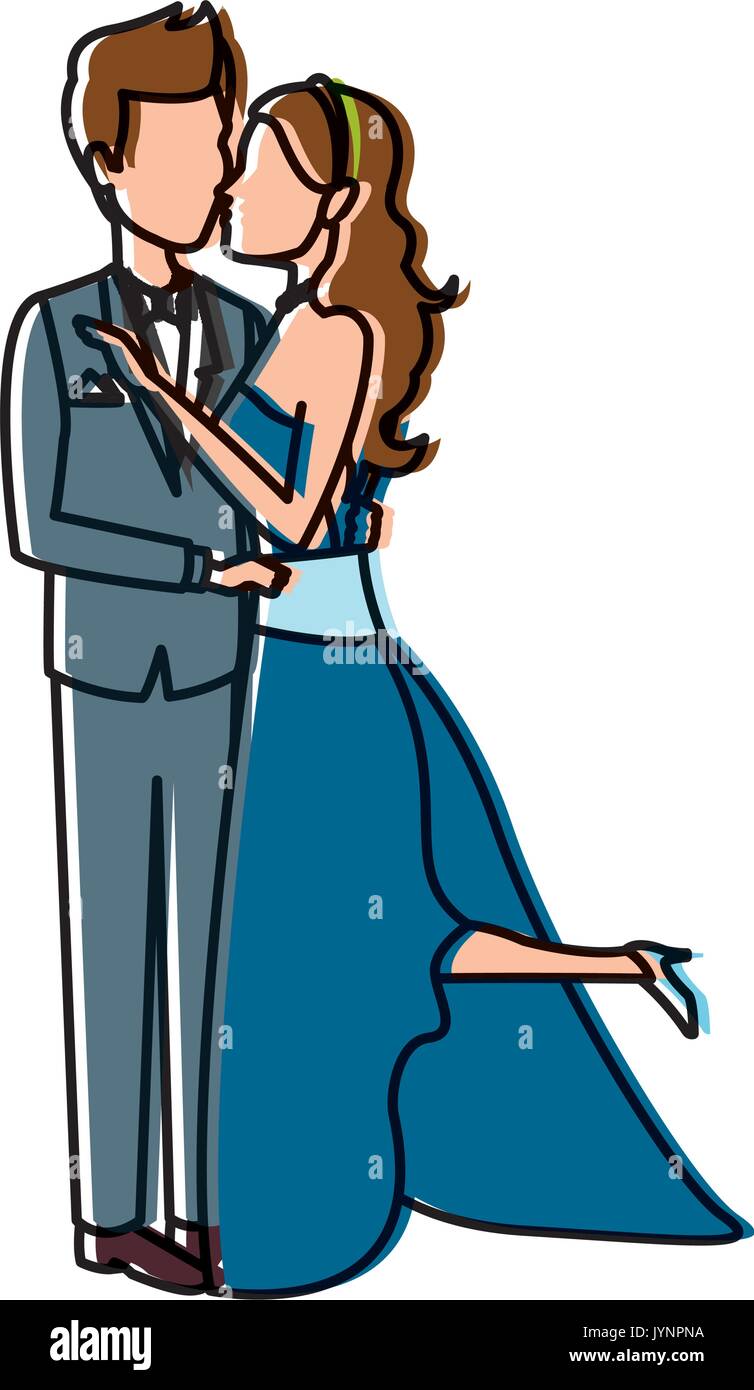 romantic couple wedding woman and man kissing Stock Vector Image & Art ...