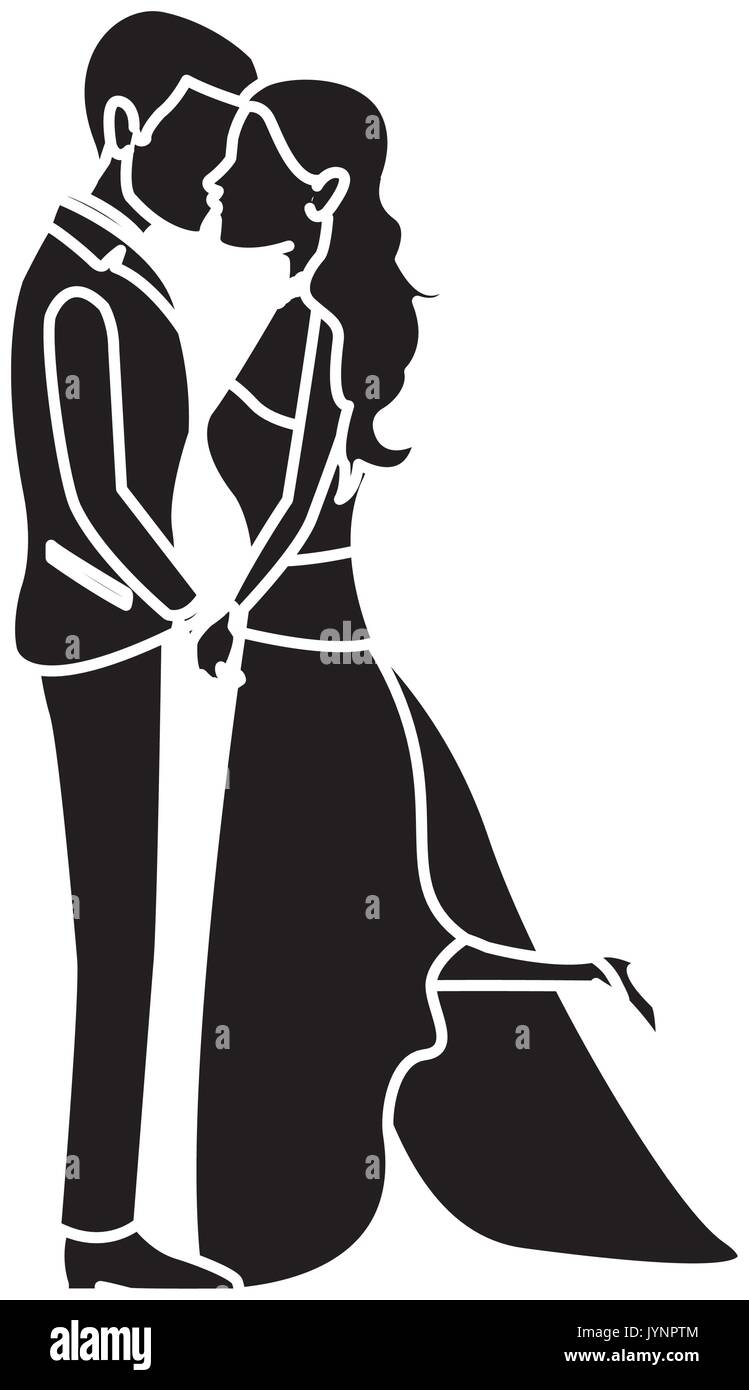romantic couple wedding woman and man kissing Stock Vector Image & Art ...