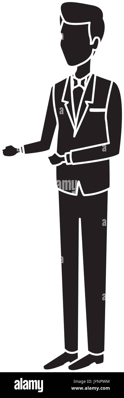 happy wedding groom in suit elegant standing character Stock Vector ...