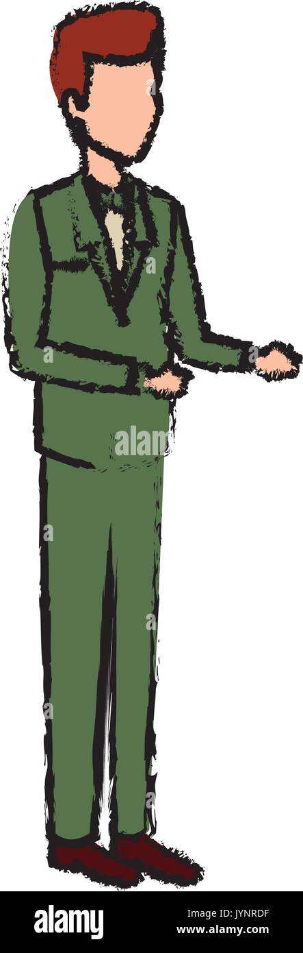 happy wedding groom in suit elegant standing character Stock Vector ...