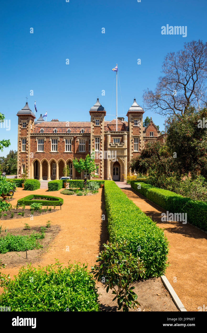 Government House and landscaped garden in Perth City center, Western Australia Stock Photo