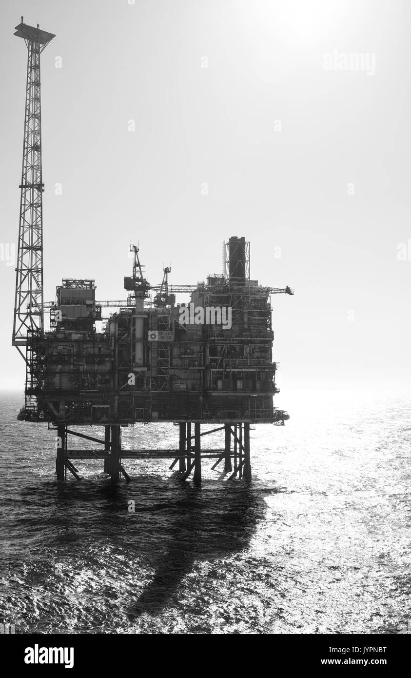 BP Miller North sea oil and gas platform. Taken on the Decommissioning project. credit: LEE RAMSDEN / ALAMY Stock Photo