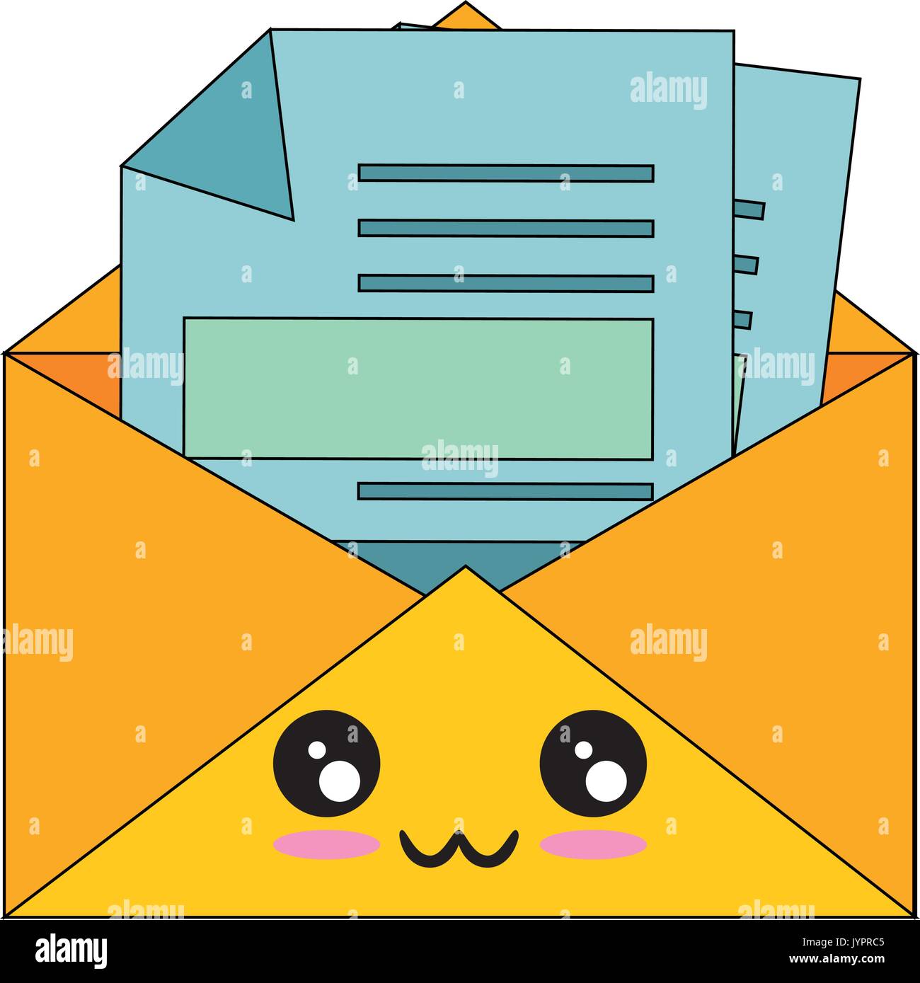 kawaii envelope icon over white background vector illustration Stock ...