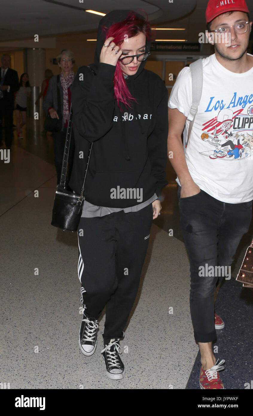 Bella Thorne arrives at Los Angeles International (LAX) Airport with a