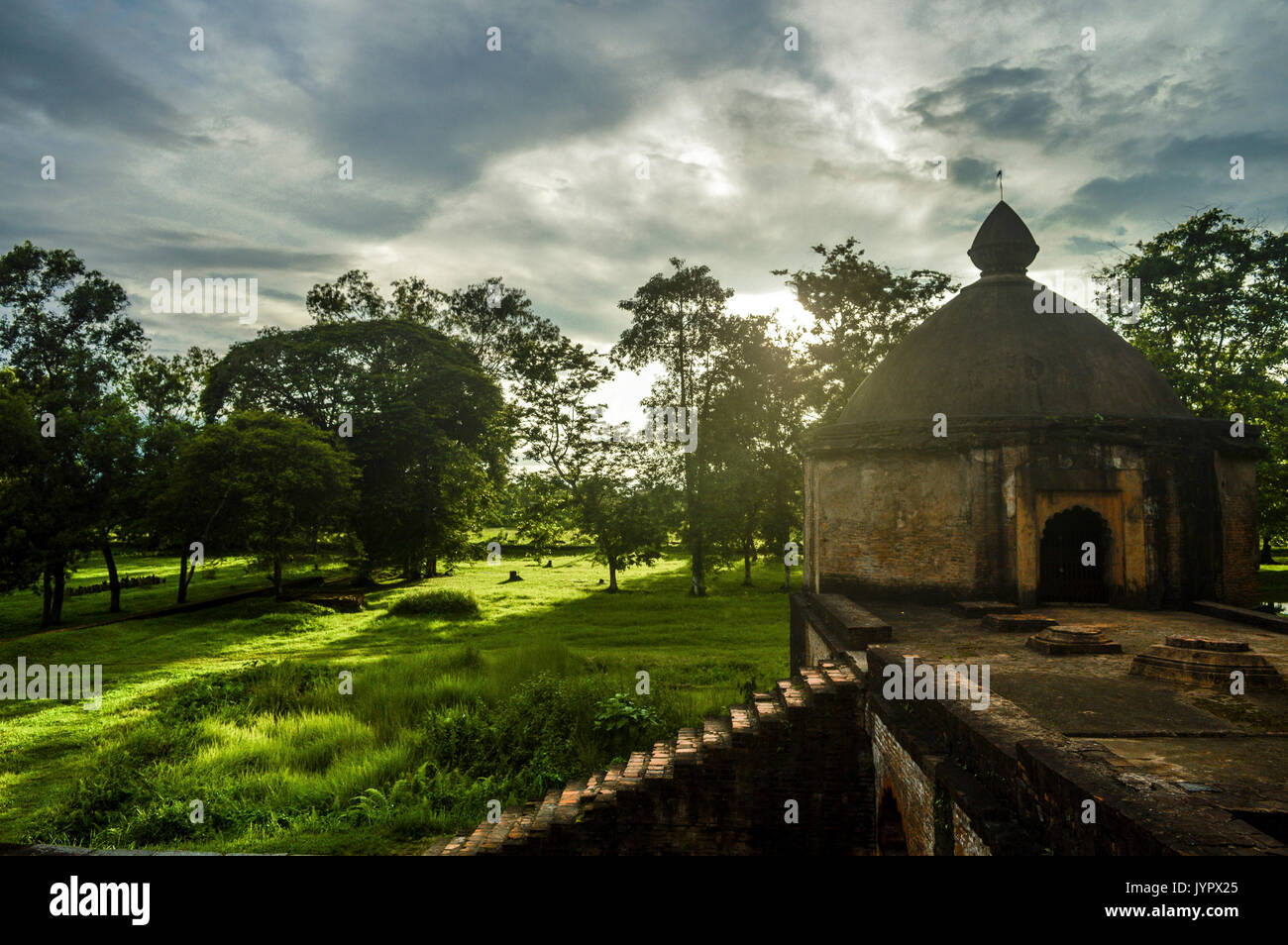 Reminiscences of ancient Tai Ahom architecture Talatal Ghar, Joysagar, Sivasagar, Assam, India. © Koushik Borah | 2017. Stock Photo