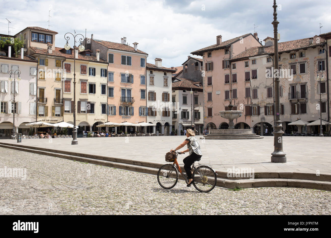 Piazza Matteotti is the main central square in Udine. Stock Photo