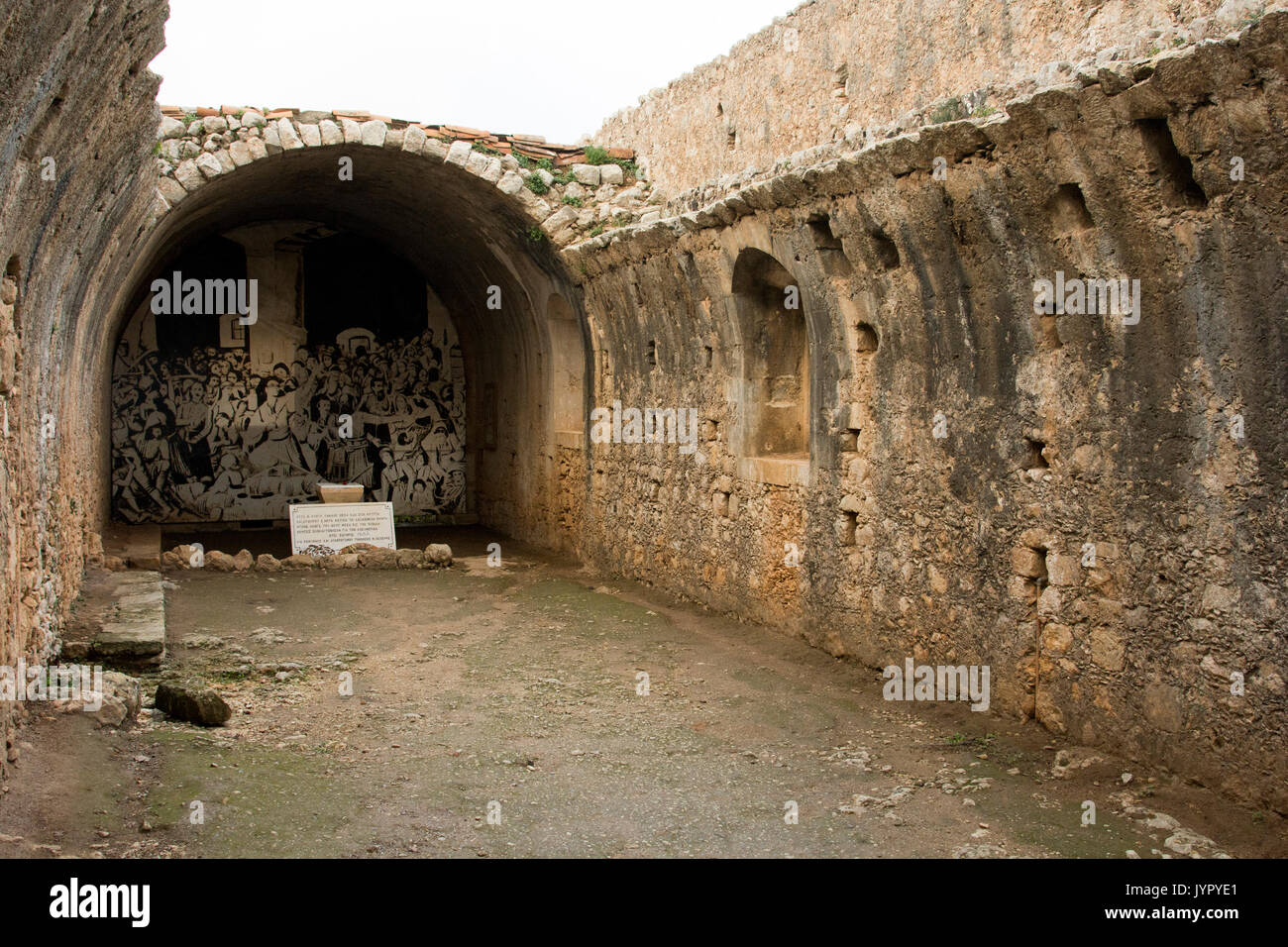 Arkadi Monastery was an Greek orthodox monestary playing an active role in the Cretan resistance to Ottoman rule in the 19th century. Stock Photo