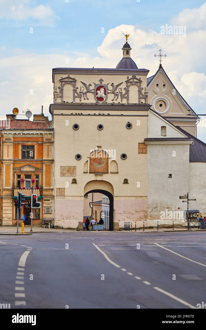 Gate of Dawn view from another side. Vilnius, Lithuania Stock Photo