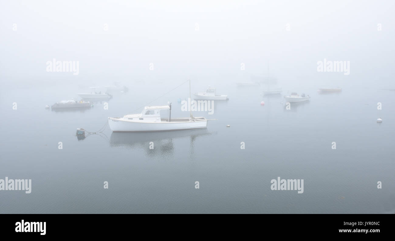 A foggy evening at Cundy's Harbor, Maine Stock Photo