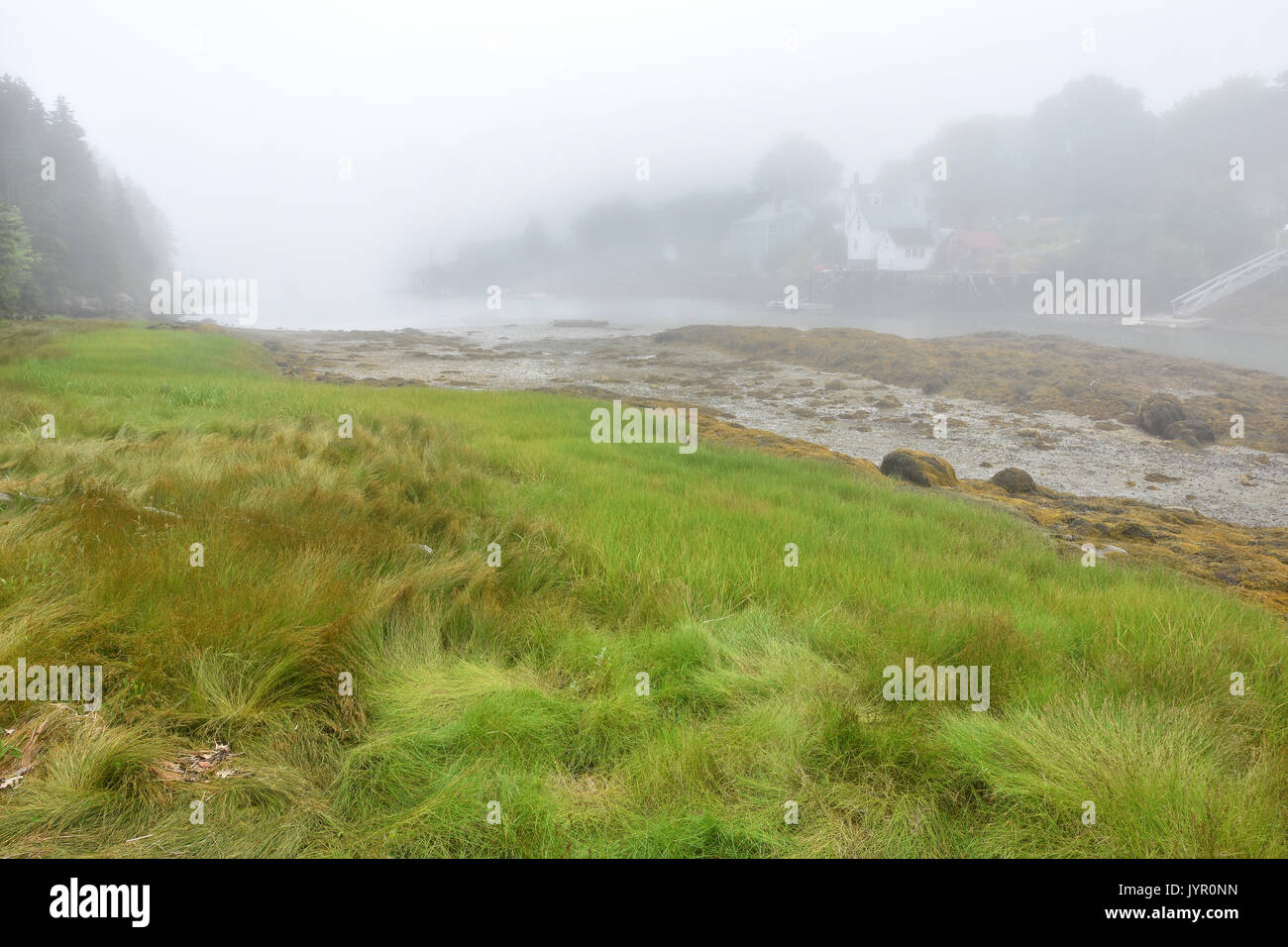 Pratt Island (Southport) - Looking towards Southport, Island on a foggy day Stock Photo