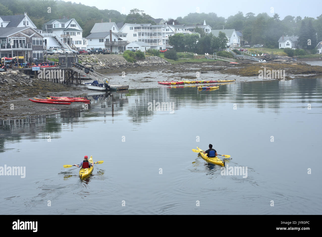 Kayaking on the inner harbor Boothbay Harbor, Maine Stock Photo Alamy