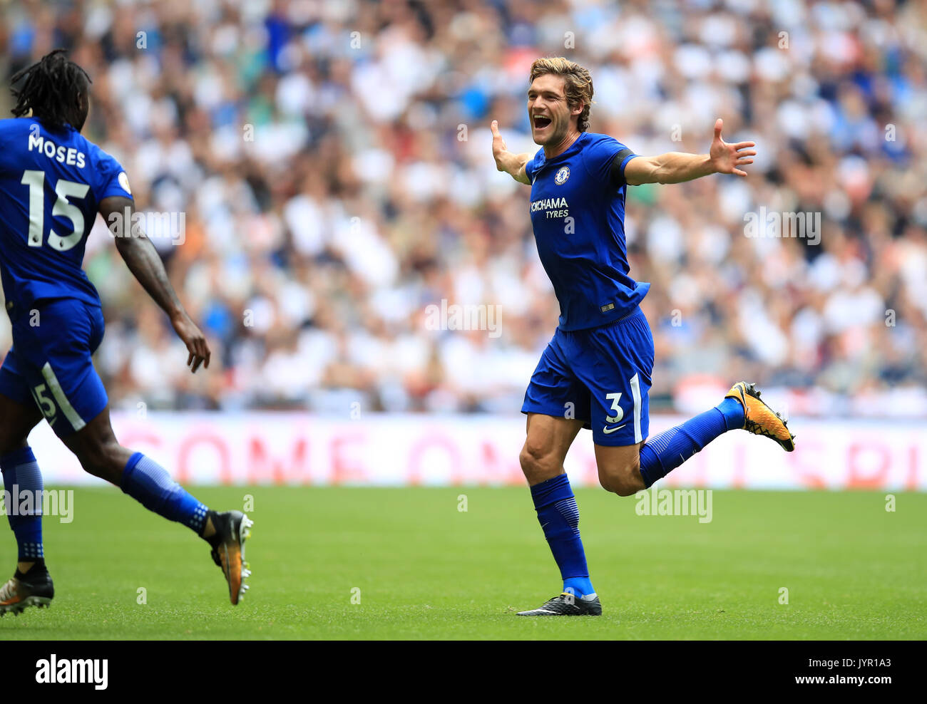 Alonso Goal Chelsea's Marcos Alonso celebrates scoring his side's first goal of the ...