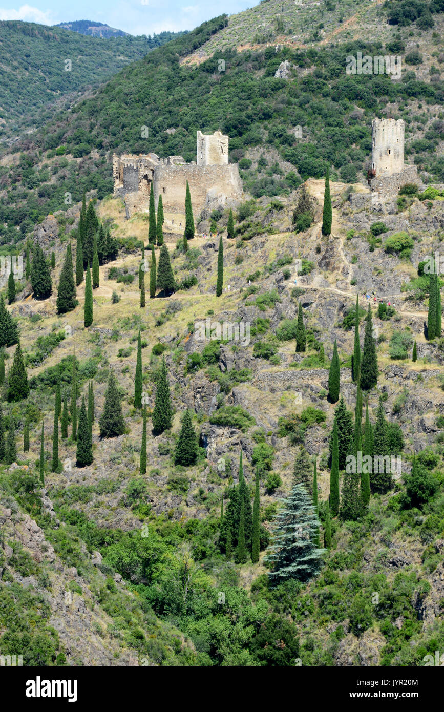 Cathar castles, Lastours, France Stock Photo - Alamy