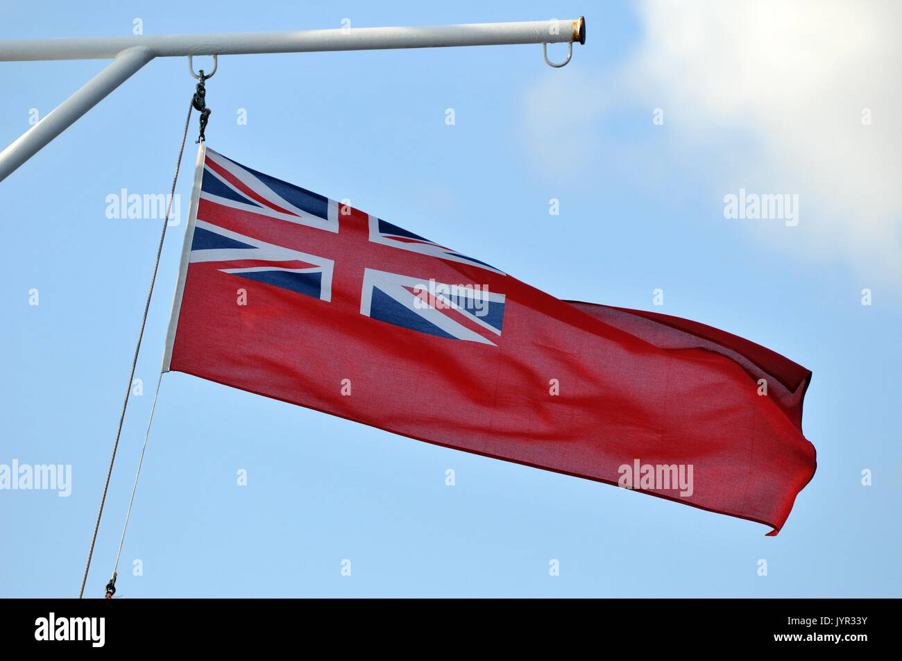 Foster celle Først The red duster or red ensign flag of the merchant navy or british fleet  with the union flag or jack in the corner on a red ground. Nautical  maritime Stock Photo -