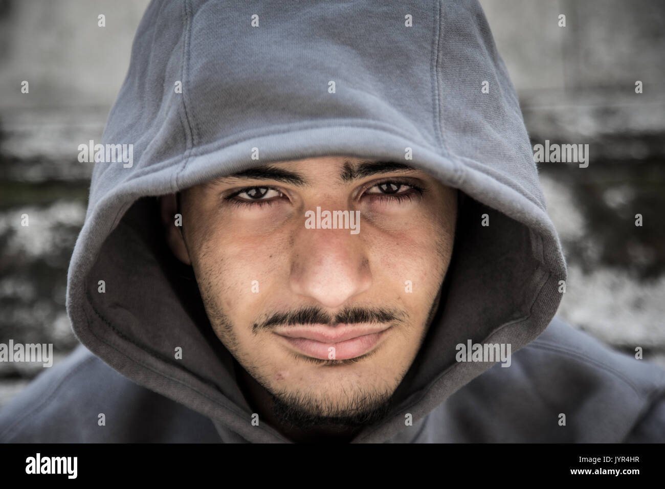 Young man male wearing a hoodie of North African decent heritage Stock ...