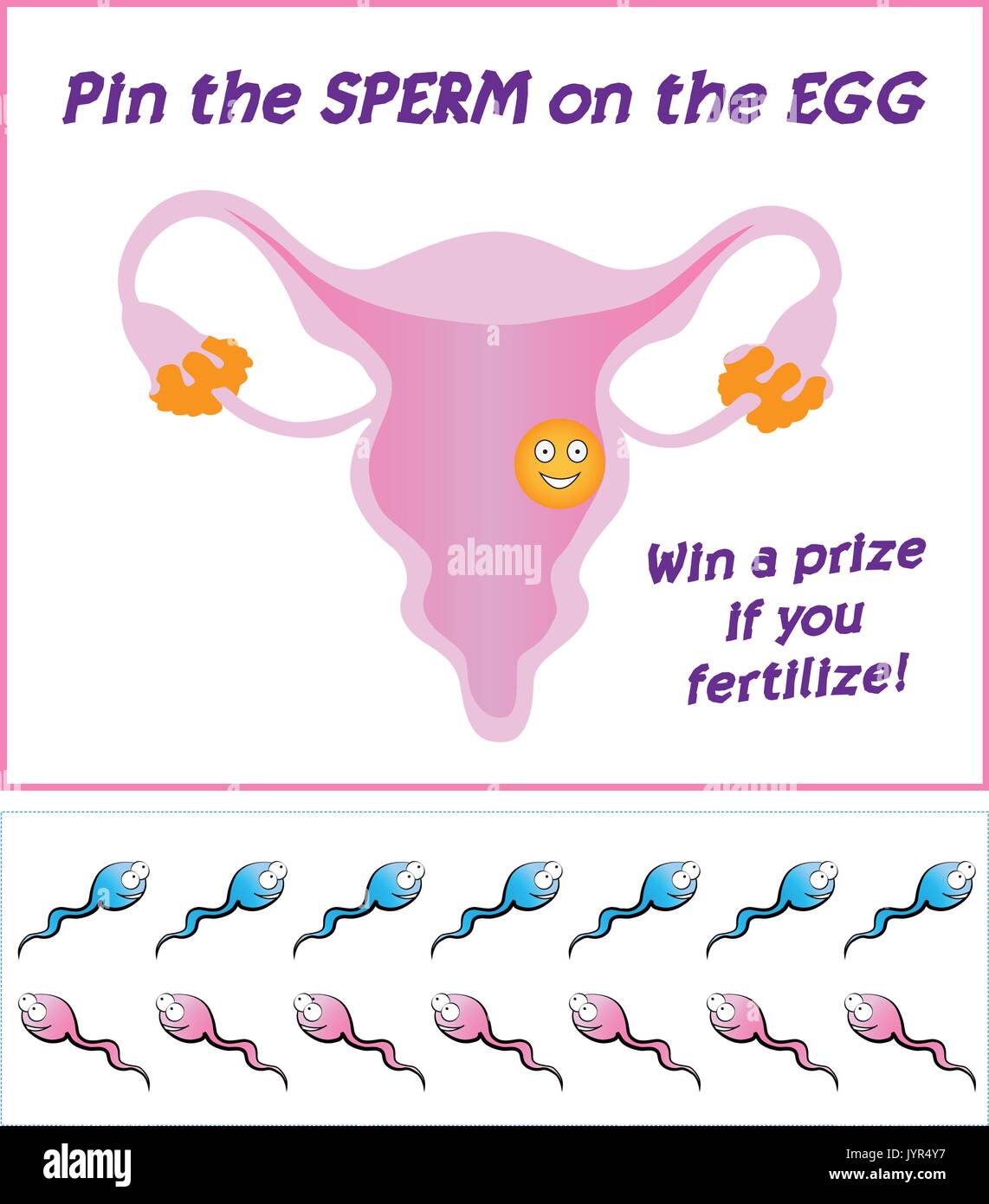 Fun Baby Shower Party Game Pin The Sperm On The Egg Instructions Cut Out Blue And Pink Sperms