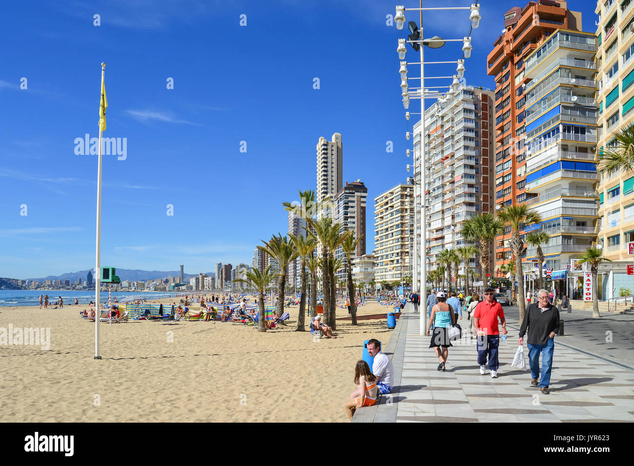 Seafront Esplanade Playa De Levante Benidorm Costa Blanca Stock