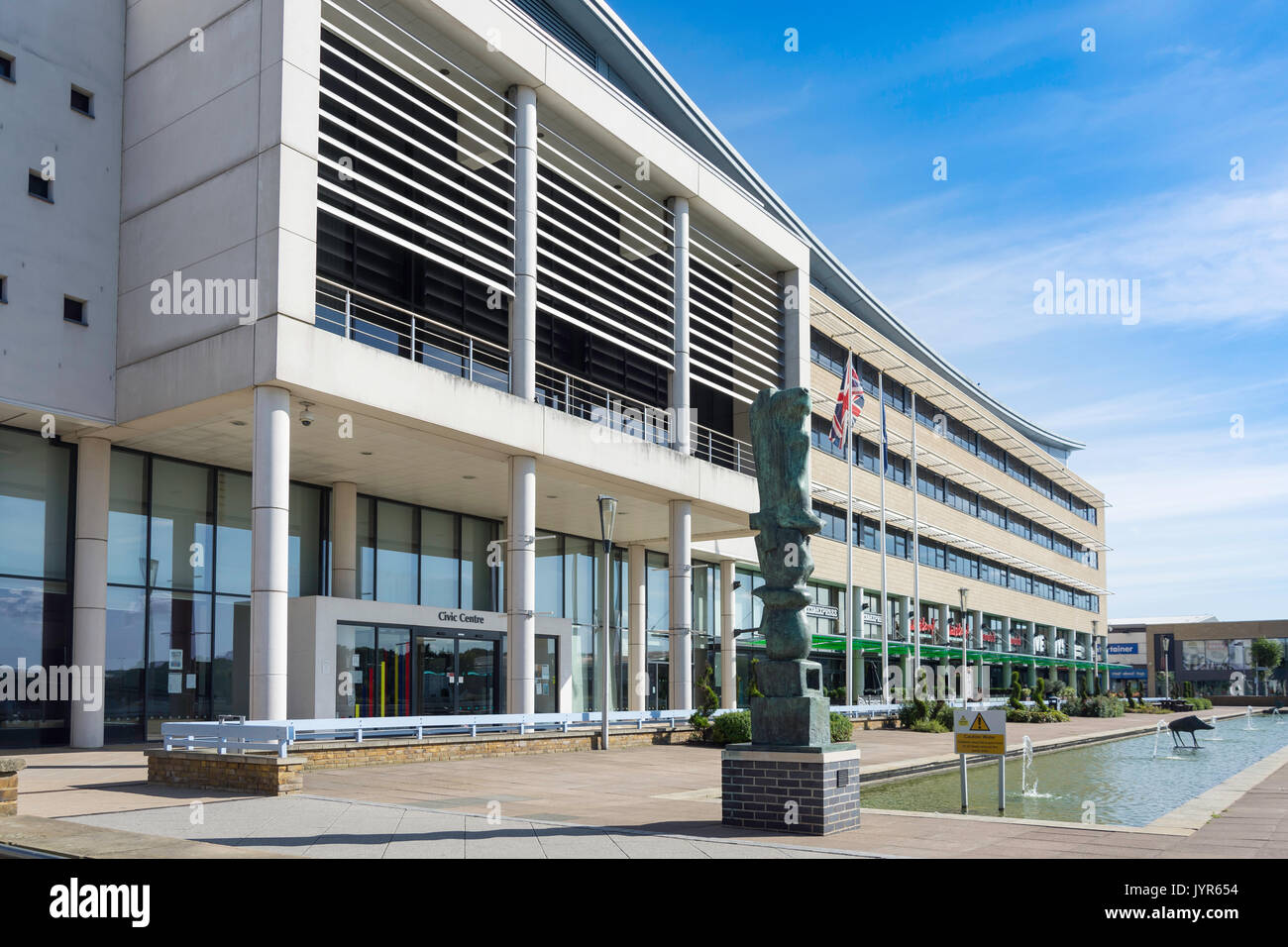 Civic Centre, The Water Gardens, College Square, Harlow, Essex, England, United Kingdom Stock Photo