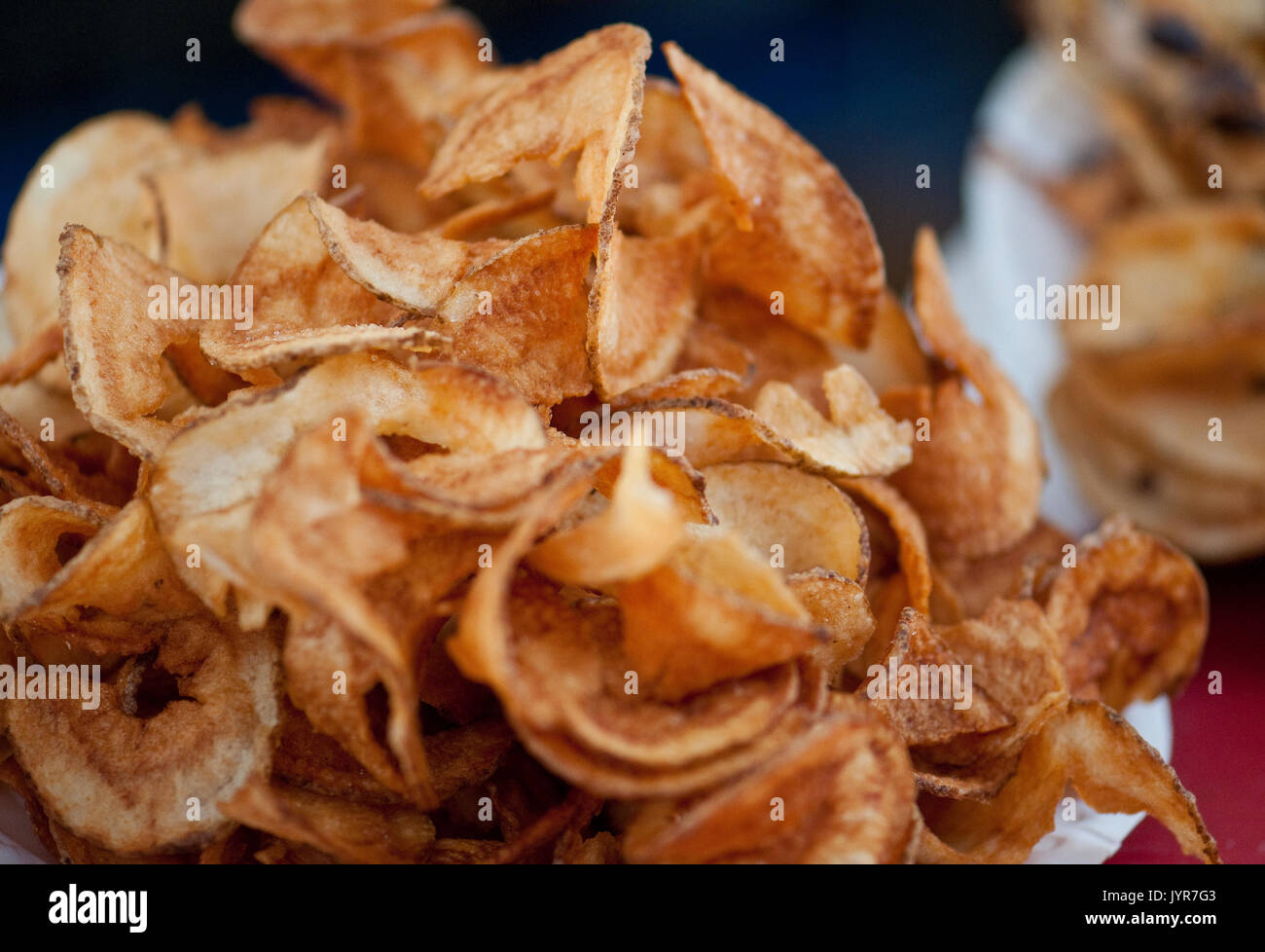 Closeup of hot deep fried potato chips from the festival Stock Photo Alamy