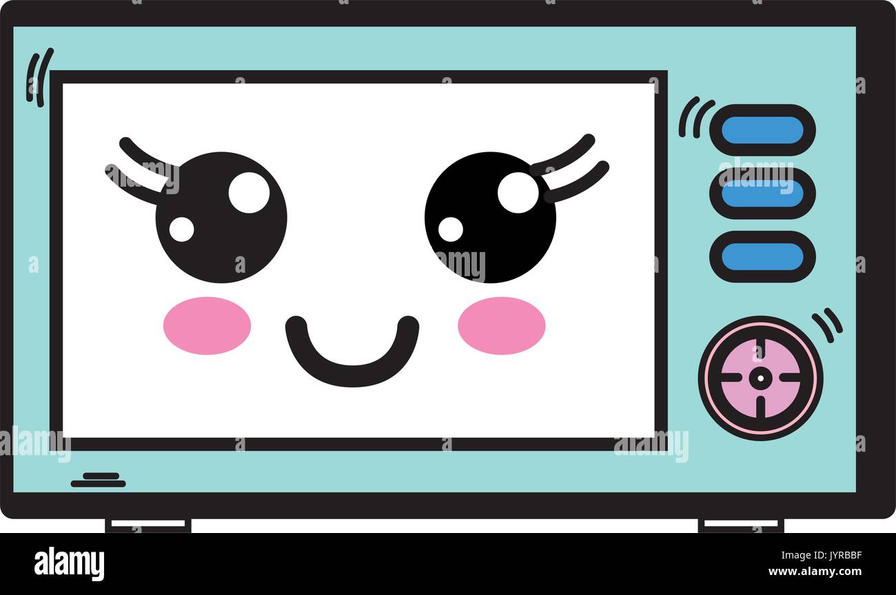 Kawaii cute happy microwaves technology Royalty Free Vector
