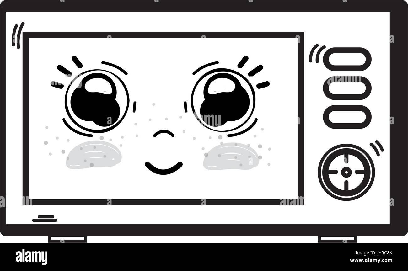 line kawaii cute happy microwaves technology Stock Vector Image & Art Alamy