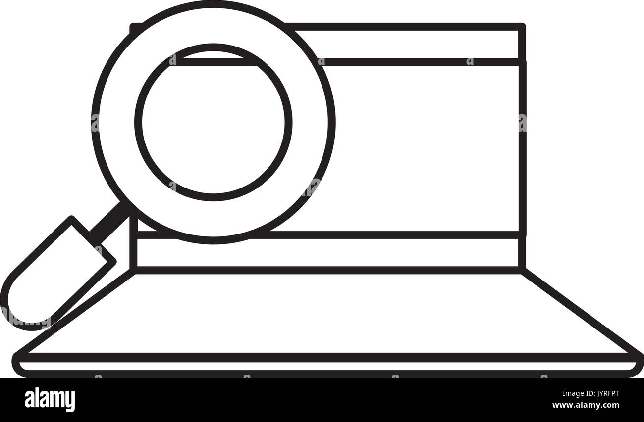 line computer with magnifying glass and security code Stock Vector ...