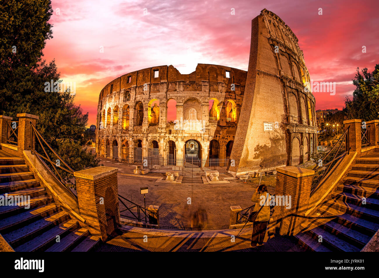 Famous Colosseum during evening time in Rome, Italy Stock Photo Alamy