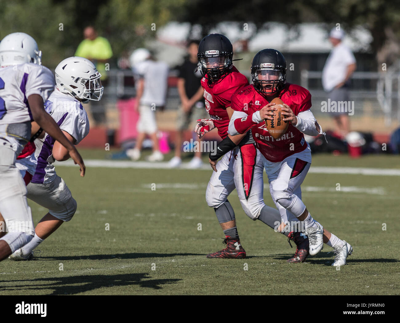 Football action with Shasta at Foothill High School in Palo Cedro