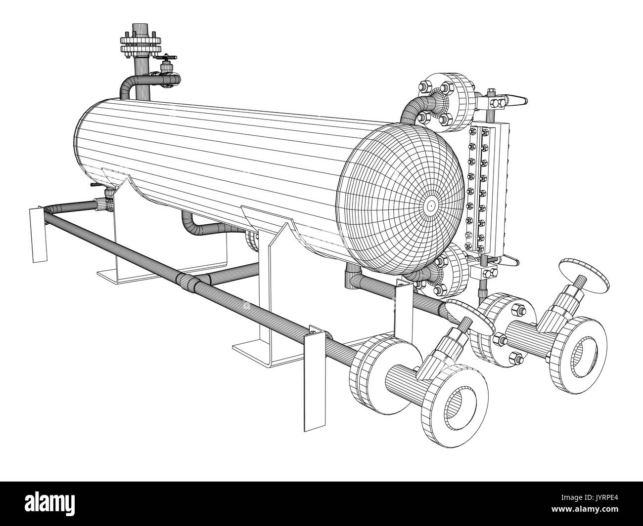 Wire-frame industrial equipment Stock Vector