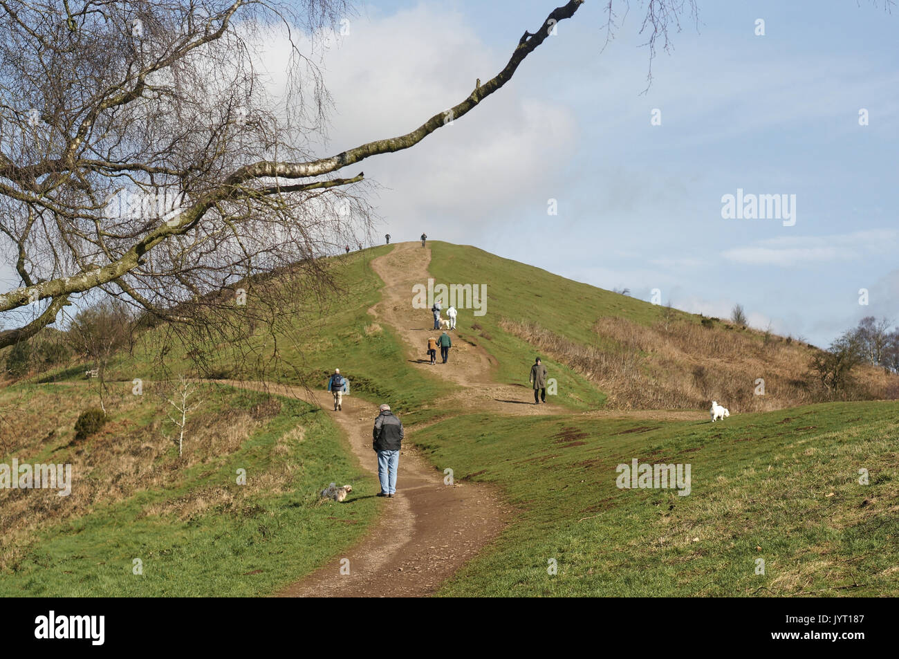 Bredon Hill Top People walking Stock Photo Alamy