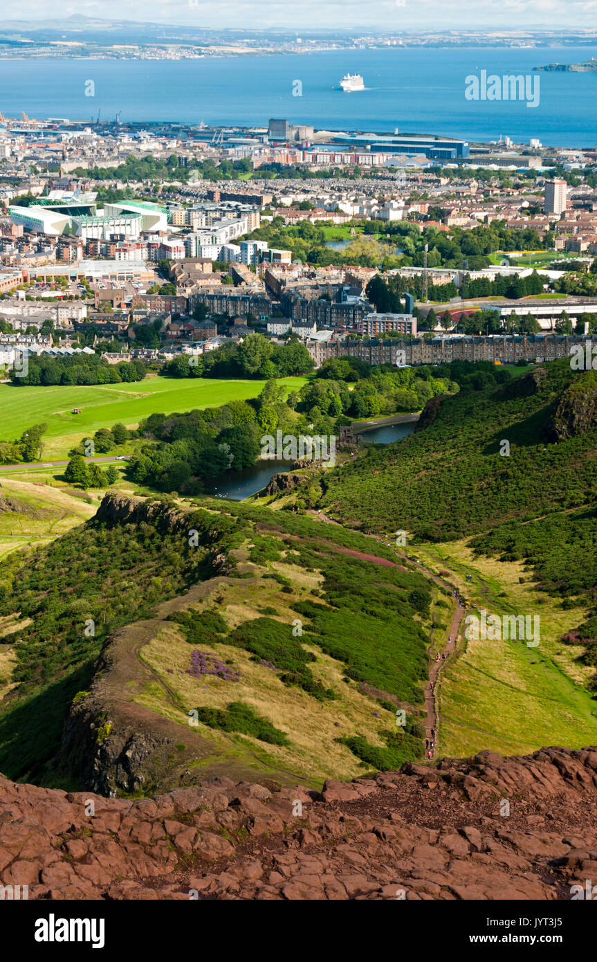 The view from Arthur's Seat, Holyrood Park, Edinburgh, Scotland. Stock Photo