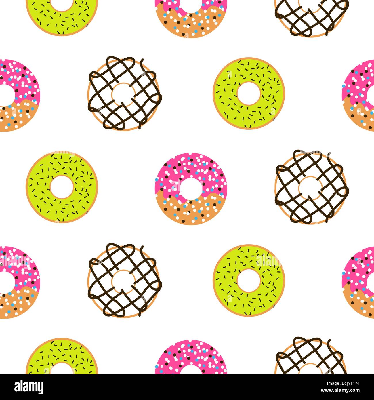 Donuts sugar glazed seamless vector pattern. Stock Vector