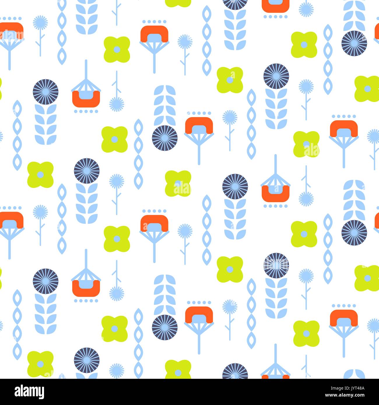 Abstract folk floral art pattern seamless vector. Stock Vector