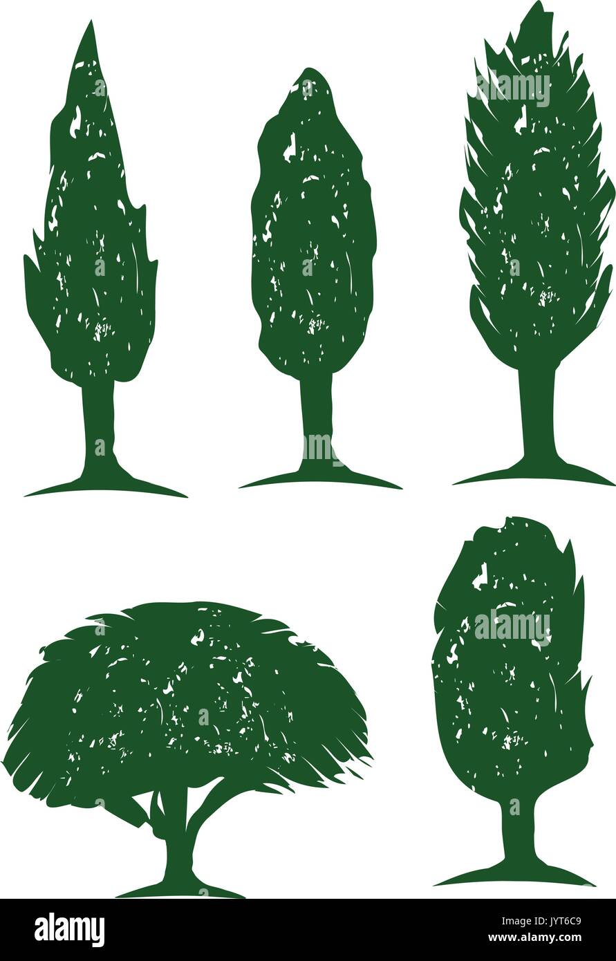 set of trees illustration, icon design, isolated on white background ...