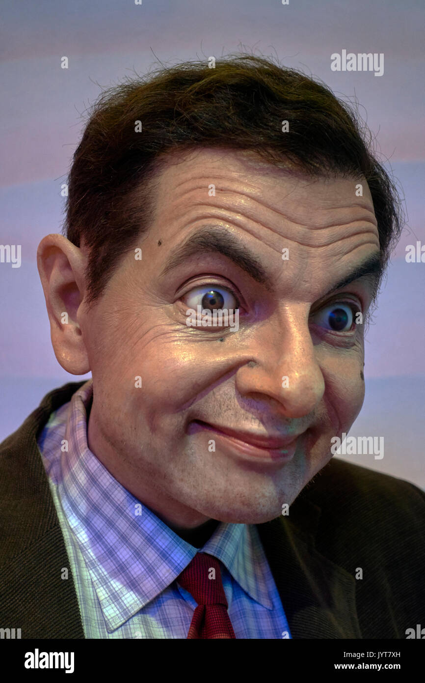 Mr Bean waxwork face close up Stock Photo