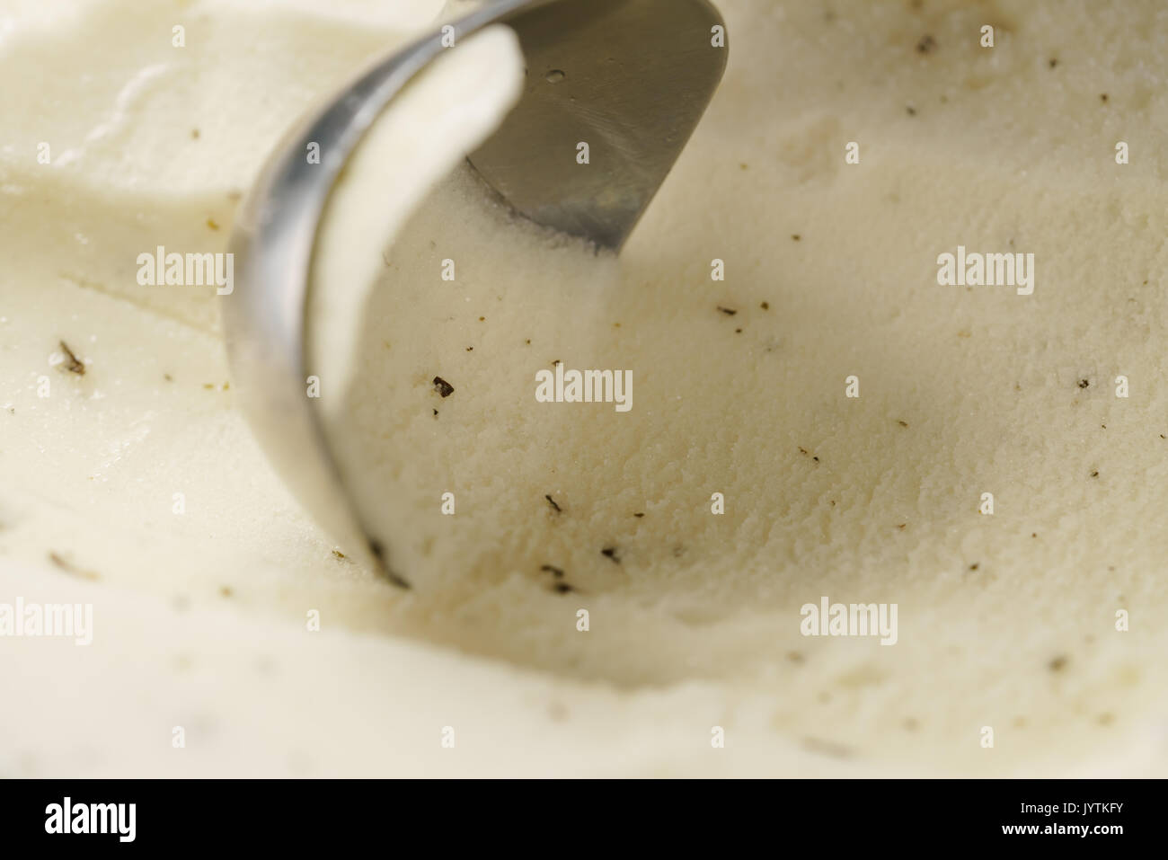 closeup of scooping lemon mint sorbet Stock Photo