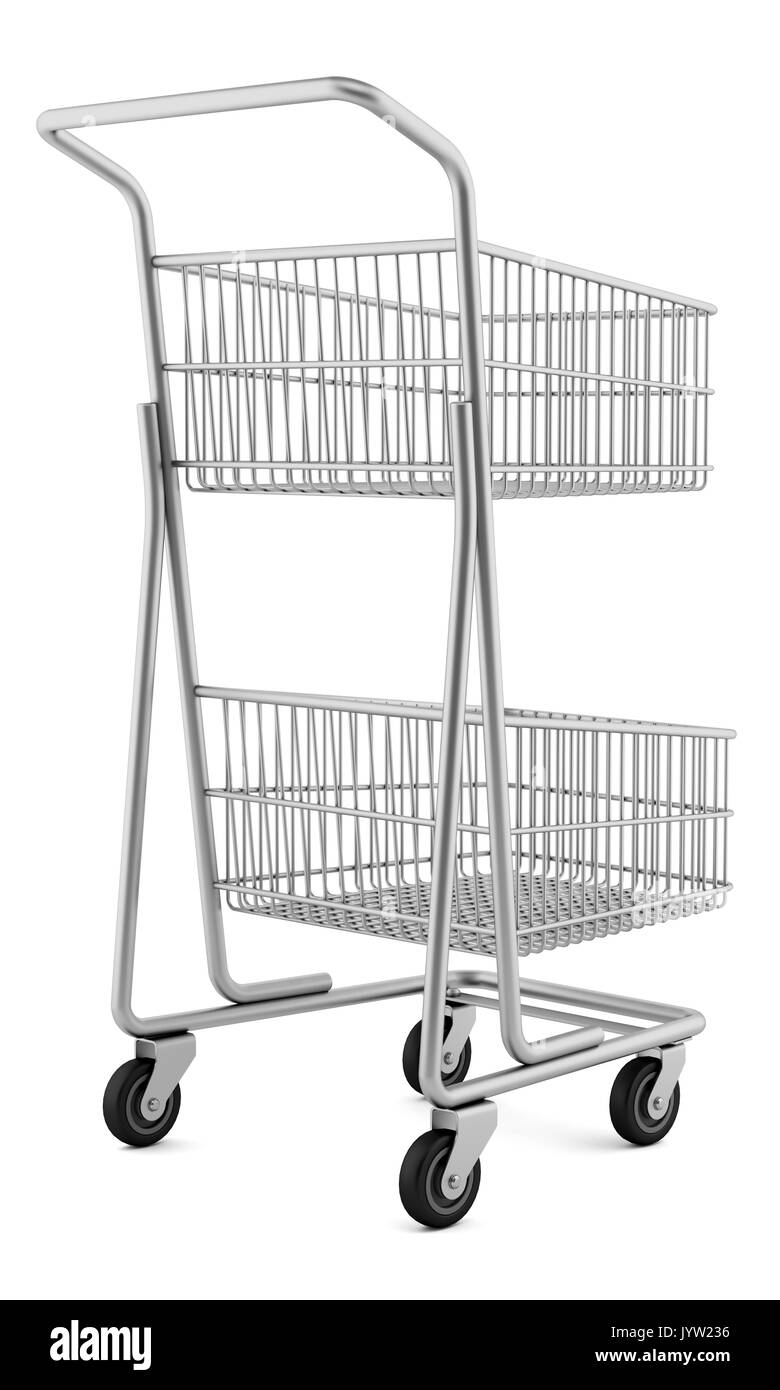 empty shopping cart isolated on white background. 3d illustration Stock ...
