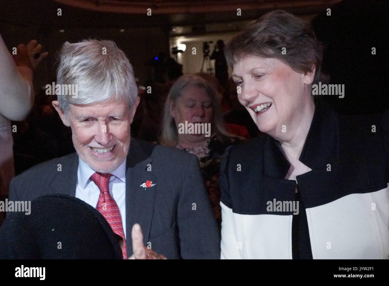 Auckland, New Zealand. 20th Aug, 2017. Former Prime Minister Helen Clark (R) with her husband Peter Davis (L) attend the Labour Party's official campaign launch at Auckland Town Hall, New Zealand on Aug 20, 20172017 New Zealand general election is scheduled to be held on 23 September 2017 . The current government is National Party. Credit: Shirley Kwok/Pacific Press/Alamy Live News Stock Photo