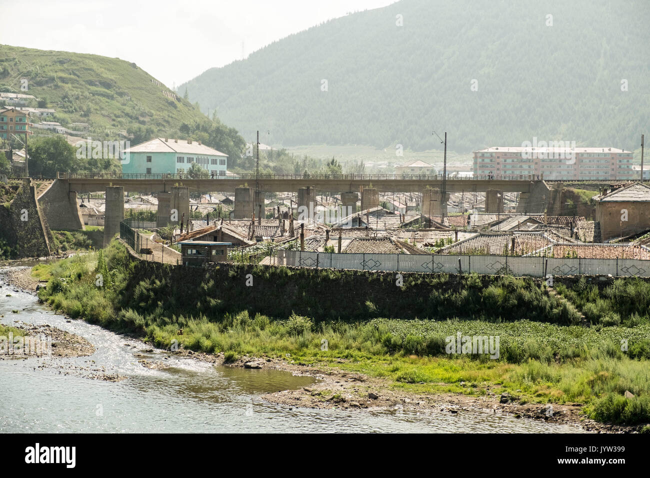 Hyesan, Ryanggang province, North Korea – August 5, 2017: The city has a population of approximately 200.000 and is set on the bank of the Yalu river. Stock Photo
