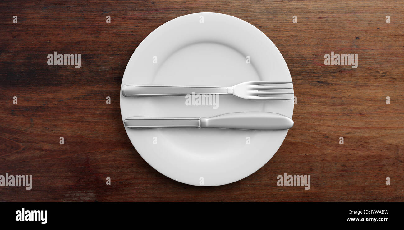 Place Setting, excellent signal, isolated on wooden background. 3d illustration Stock Photo