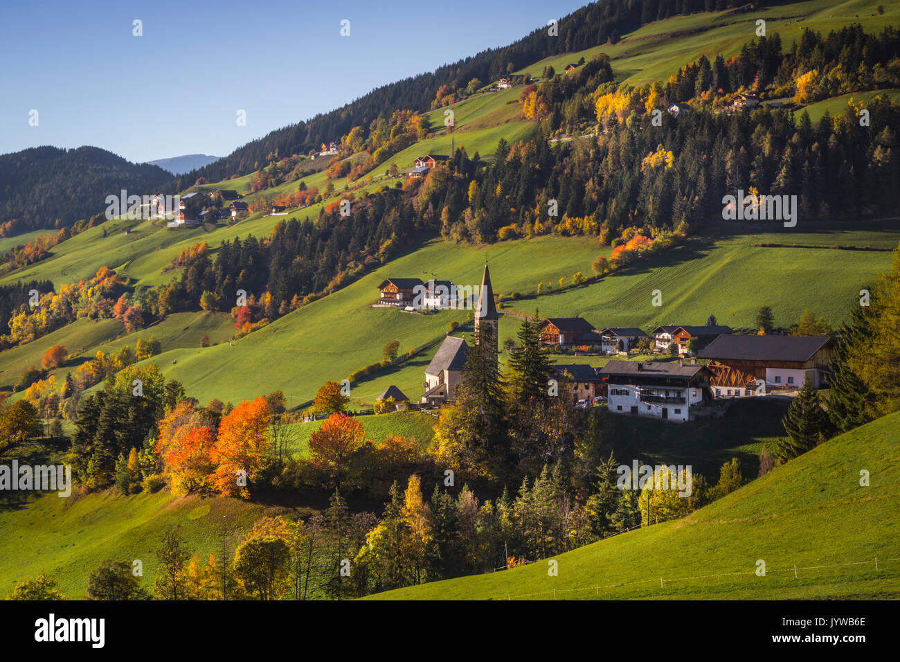 Funes Valley, Trentino Alto Adige, Italy. Stock Photo