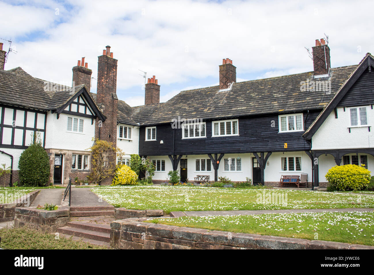 Port Sunlight Village, founded by soap king William Hesketh Lever in 1888, to offer a better quality of life to factory workers Stock Photo