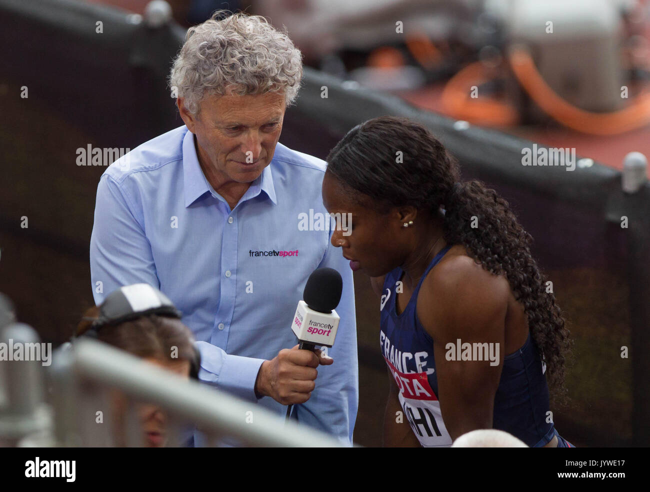 5 August 2017, London Stadium, East London, England; IAAF World Championships, day2,Nelson Montfort and Carolle Zahi the 4 rd series of the 100 m wome Stock Photo