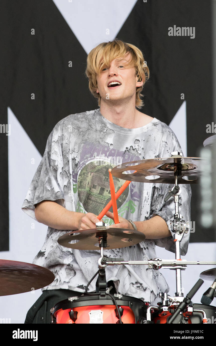 Tristan Evans of The Vamps performs on the MTV Stage during the V