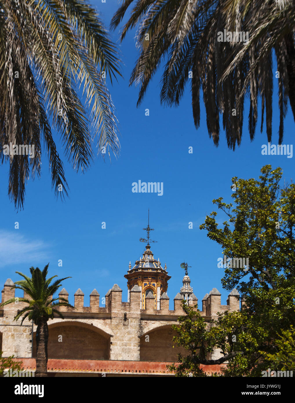 Spain architectural details and view of the Gardens of Charles V of