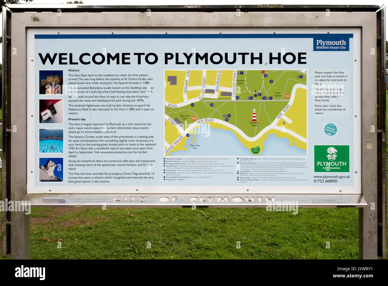 The Hoe Plymouth Map Welcome To Plymouth Hoe Information Board, Plymouth Hoe, Plymouth, Devon,  England, Uk Stock Photo - Alamy