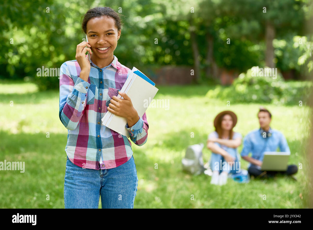 Cheerful African Student on Campus Stock Photo - Alamy