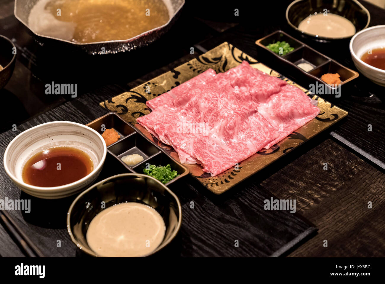 matsusaka beef A5 Wagyu Beef Shabu shabu Set with steam, Groumet